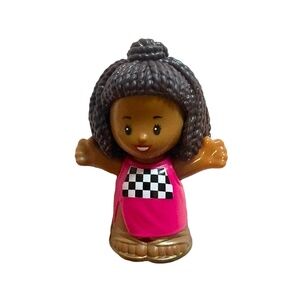 Fisher Price Little People Barbie Race Car Driver Figure Pink Outfit